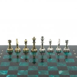 Шахматы турнирные "Стаунтон" из змеевика 28х28 см