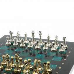 Шахматы турнирные "Стаунтон" из змеевика 28х28 см
