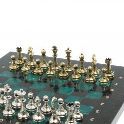 Шахматы турнирные "Стаунтон" из змеевика 28х28 см