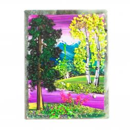 Настольное панно из камня "Рассвет" 7,5х10 см