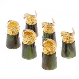 Стопки перевертыши "Осетры" 6 шт нефрит бронза Златоуст