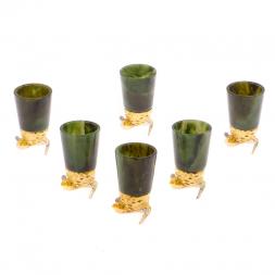 Стопки перевертыши "Осетры" 6 шт нефрит бронза Златоуст