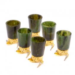 Стопки перевертыши "Осетры" 6 шт нефрит бронза Златоуст