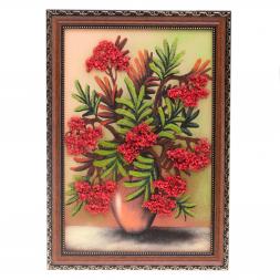 Картина из каменной крошки "Букет рябины" багет 24х34 см