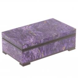 Шкатулка из камня чароит 17х10х6 см