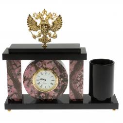 Настольный мини-набор "Герб РФ" из родонита