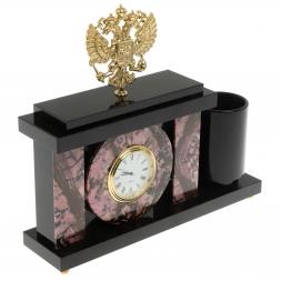 Настольный мини-набор "Герб РФ" из родонита