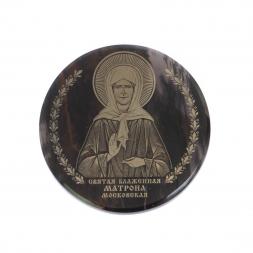 Икона автомобильная "Матрона Московская" обсидиан черный 47 мм
