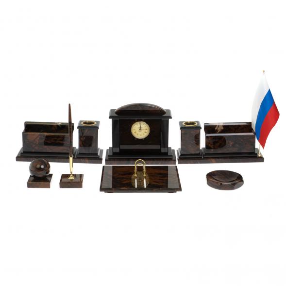 Настольный прибор &amp;quot;Золотой&amp;quot; камень обсидиан 122378