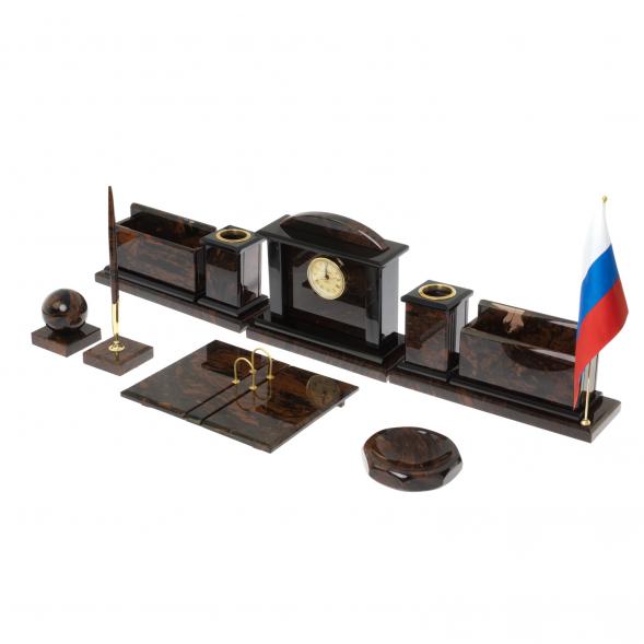 Настольный прибор &amp;quot;Золотой&amp;quot; камень обсидиан 122378