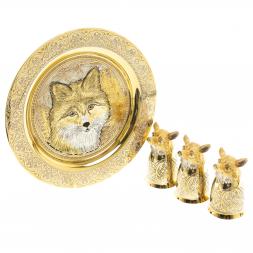 Подарочный набор "Лиса" тарелка и 3 стопки перевертыша Златоуст