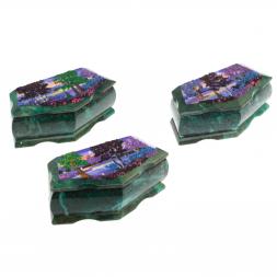 Шкатулка Корона с рисунком Рассвет 18х9х6,5 см змеевик