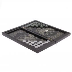 Нарды с гравировкой "Медведь / Герб России" из гранита