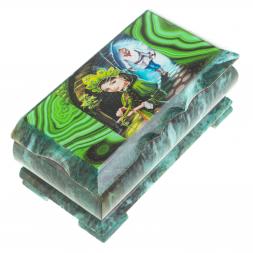 Шкатулка Хозяйка медной горы с иллюстрацией под малахит 18х9х8 см