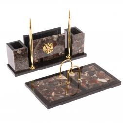 Письменный набор "Советник" с Гербом РФ из конгломерата