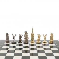 Шахматы бронзовые "Шахерезада" доска 40х40 см мрамор змеевик