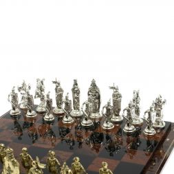 Шахматы "Рыцари крестоносцы" доска 40х40 см из обсидиана