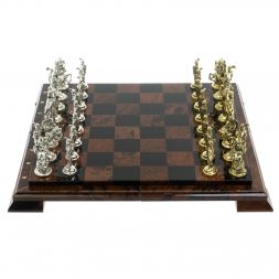 Шахматы "Рыцари крестоносцы" доска 40х40 см из обсидиана