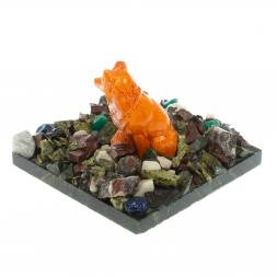 Сувенир "Лисица на самоцветах" змеевик