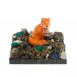 Сувенир "Лисица на самоцветах" змеевик