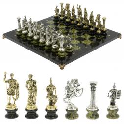 Шахматы "Римские войны" на подставках доска 44х44 из змеевика