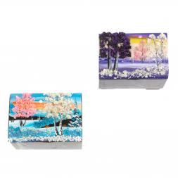 Шкатулка "Сундучок" змеевик рисунок зима 11,5х8х8 см