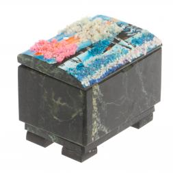 Шкатулка "Сундучок" змеевик рисунок зима 11,5х8х8 см