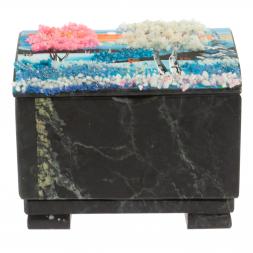 Шкатулка "Сундучок" змеевик рисунок зима 11,5х8х8 см