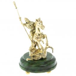 Бронзовая статуэтка "Георгий Победоносец" на нефрите