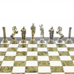Шахматы "Икар" доска 32х32 см мрамор змеевик