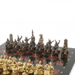 Шахматы "Шахерезада" доска 40х40 см лемезит змеевик