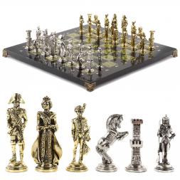 Шахматы "Отечественная война 1812 г." доска 40х40 см змеевик
