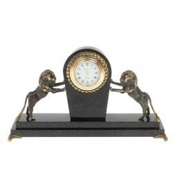 Часы настольные "Два льва" долерит бронза