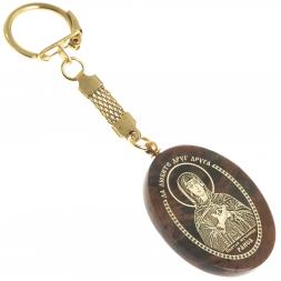 Брелок-оберег с молитвой "Св. Раиса" камень обсидиан