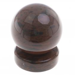 Шар из обсидиана 8 см коричневый на круглой подставке