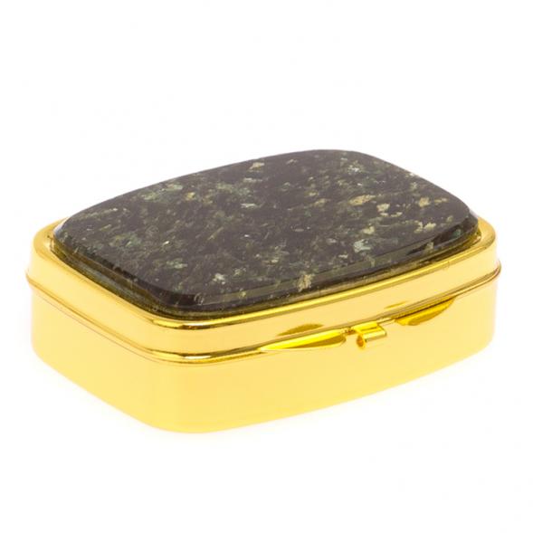 Таблетница на 2 отсека камень мусковит цвет золото 125583