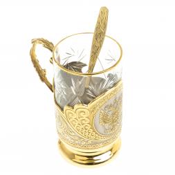 Позолоченный подстаканник "Герб РФ" в подарочной упаковке Златоуст