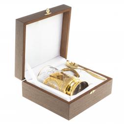 Позолоченный подстаканник "Герб РФ" в подарочной упаковке Златоуст