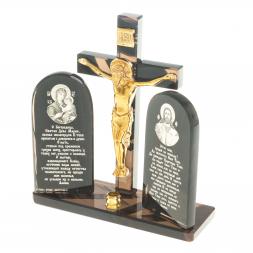 Икона с крестом "Спаситель" камень обсидиан