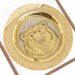 Тарелка с гравюрой "Медведь" 22,5 см Златоуст