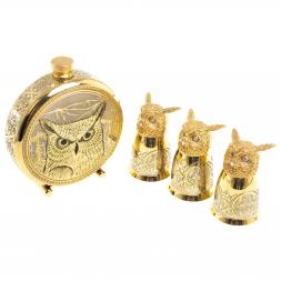 Подарочный набор "Филин" фляжка и 3 стопки перевертыша Златоуст