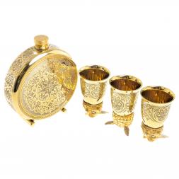 Подарочный набор "Филин" фляжка и 3 стопки перевертыша Златоуст