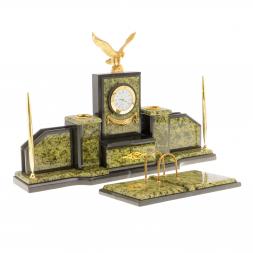 Письменный набор из камня "Горный орел" змеевик