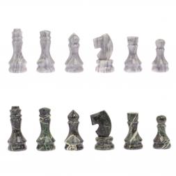 Шахматы из камня "Традиционные" доска 38х38 см мрамор, змеевик