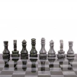 Шахматы из камня "Традиционные" доска 38х38 см мрамор, змеевик