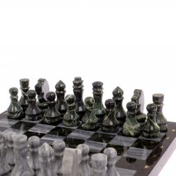 Шахматы из камня "Традиционные" доска 38х38 см мрамор, змеевик