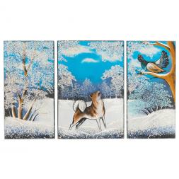 Картина модульная из камня "Охота на глухаря" 30х50 см