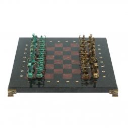 Шахматы &amp;quot;Римские лучники&amp;quot; фигуры бронза / патина 28х28 см из лемезита