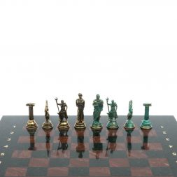 Шахматы &amp;quot;Римские лучники&amp;quot; фигуры бронза / патина 28х28 см из лемезита