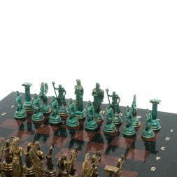 Шахматы &amp;quot;Римские лучники&amp;quot; фигуры бронза / патина 28х28 см из лемезита